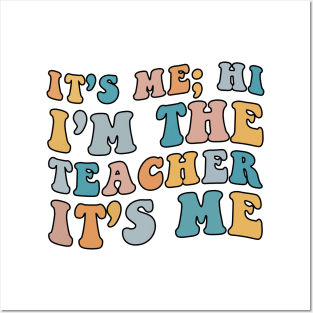 It's Me Hi I'm The Teacher Shirts Women Funny Teacher Life Tshirt Casual Teachers Appreciation Gift Posters and Art